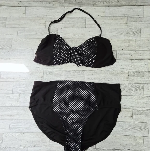 Marilyn Monroe High Waisted Pin-Up Polka Dot Bikini Women's Size Large - Picture 4 of 9